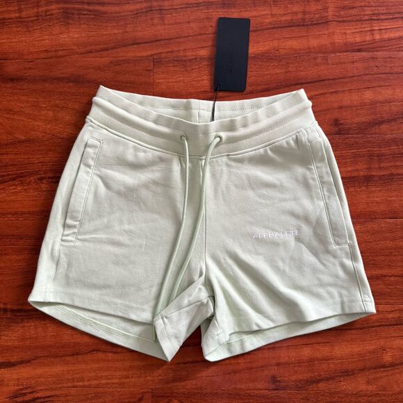 NWT Alphalete Womens S Essential Core Sweat Shorts Spring Green Zipped Pockets - Picture 12 of 13